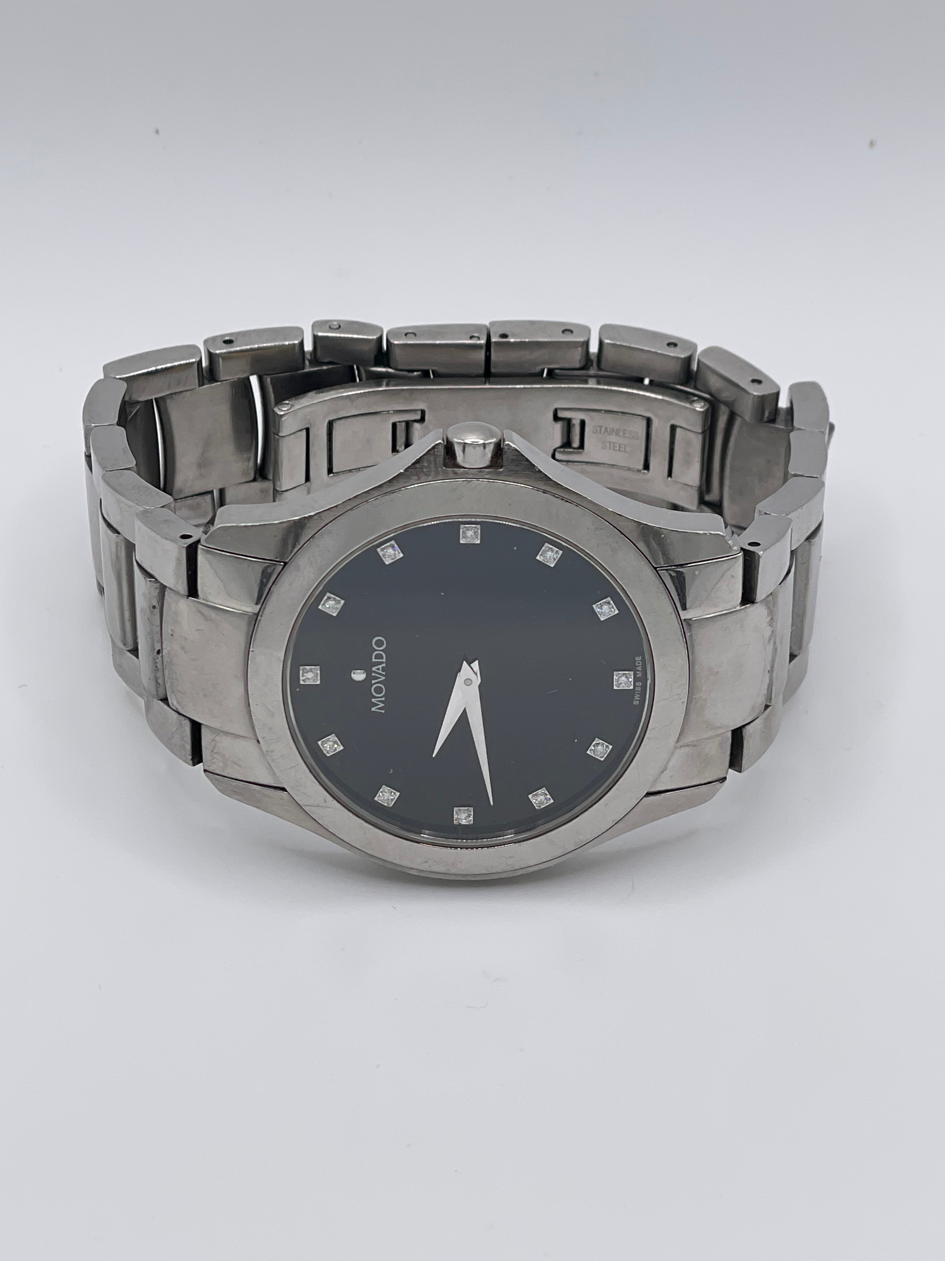 Movado Masino Quartz Men’s Watch 0606185 With Diamond Accents - Pre-Owned