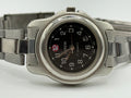Geneva Stainless Steel Quartz Watch – Black Dial with Red 12 Accent - Pre-Owned