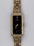 Vintage Seiko Quartz Rectangular Gold-Tone Women’s Watch – Black Dial (Ref. 1320-5249) - Pre-Owned