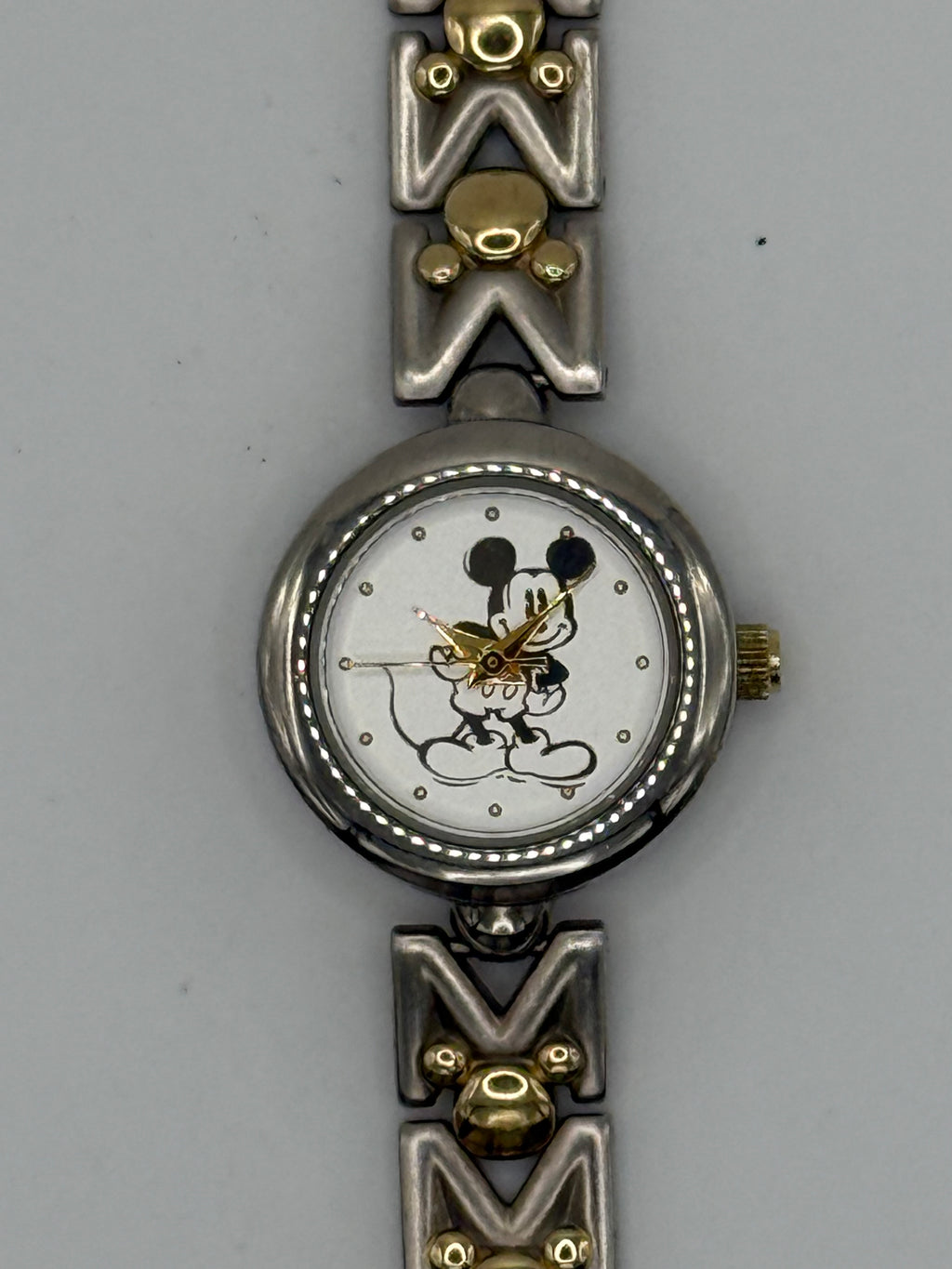 1987 Time Works Timex Women’s Mickey Mouse Two-Tone Bracelet Watch - Pre-Owned