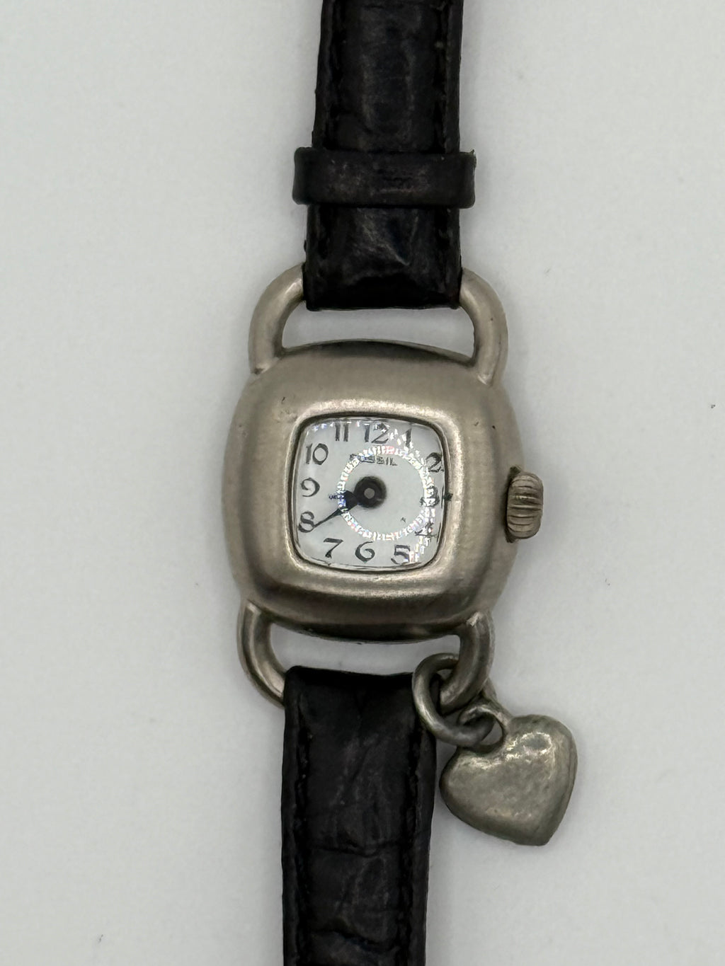 Fossil Ladies Late 1990’s-Early 2000 Silver-Tone Watch with Heart Charm – Vintage Inspired Design - Pre-Owned