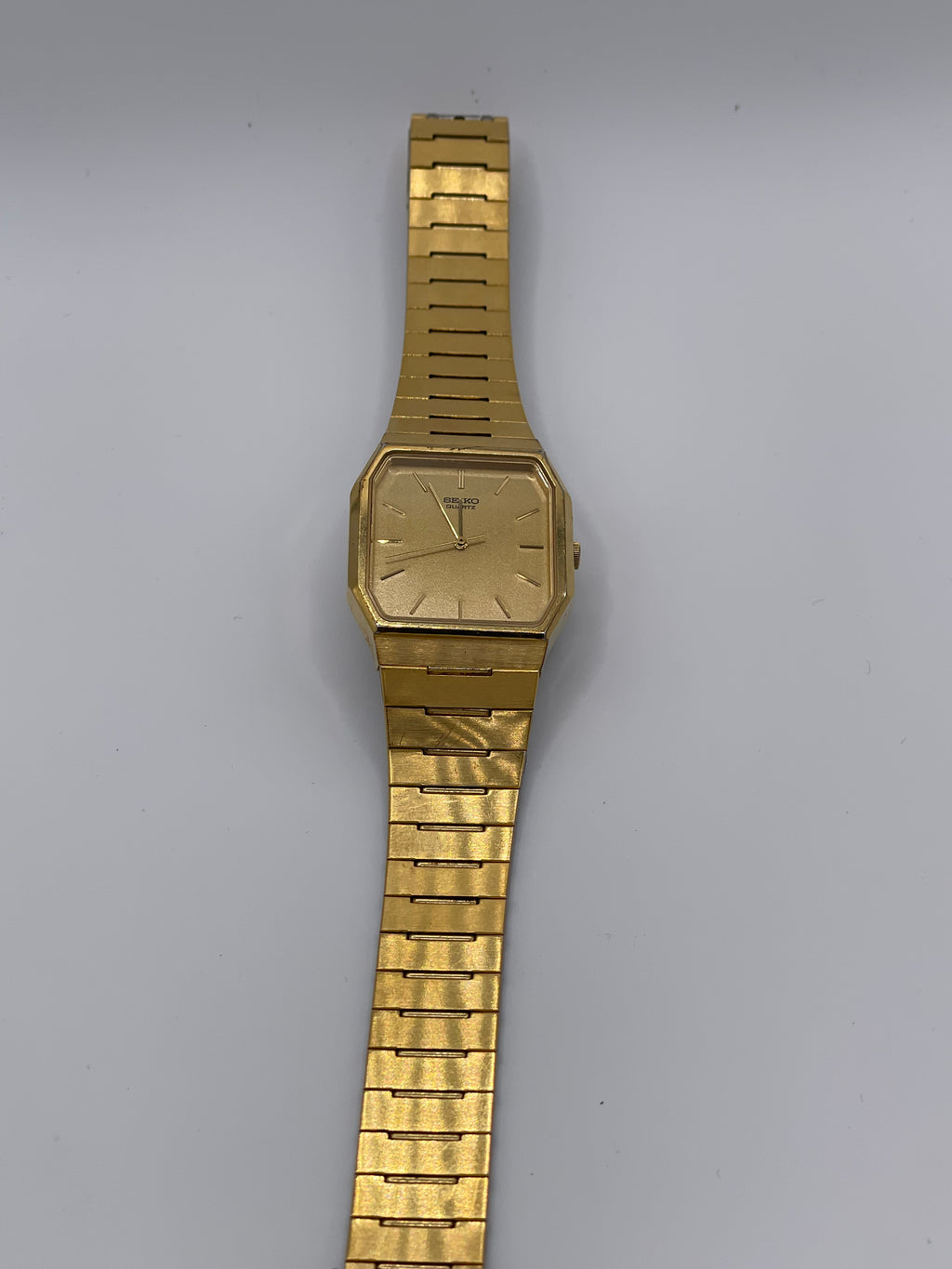 Pre-Owned Vintage 1984 Seiko 6530-5230 14 Karat Gold Slim Tank Quartz Watch