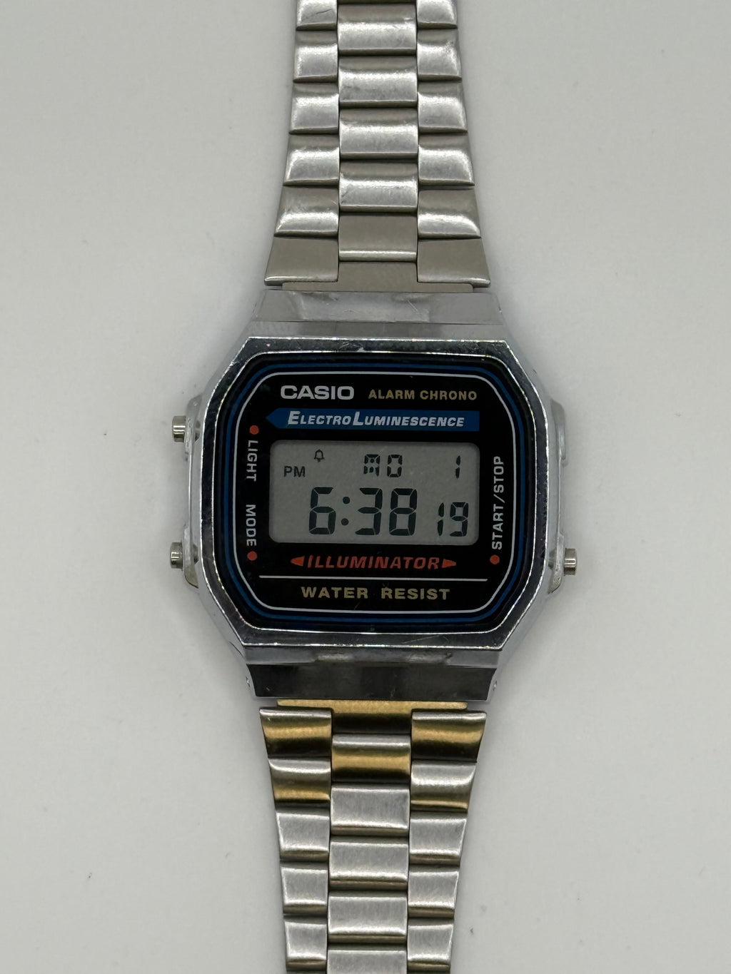Casio A168W-1 Illuminator Digital Watch – Retro Stainless Steel Alarm Chrono - Pre-Owned
