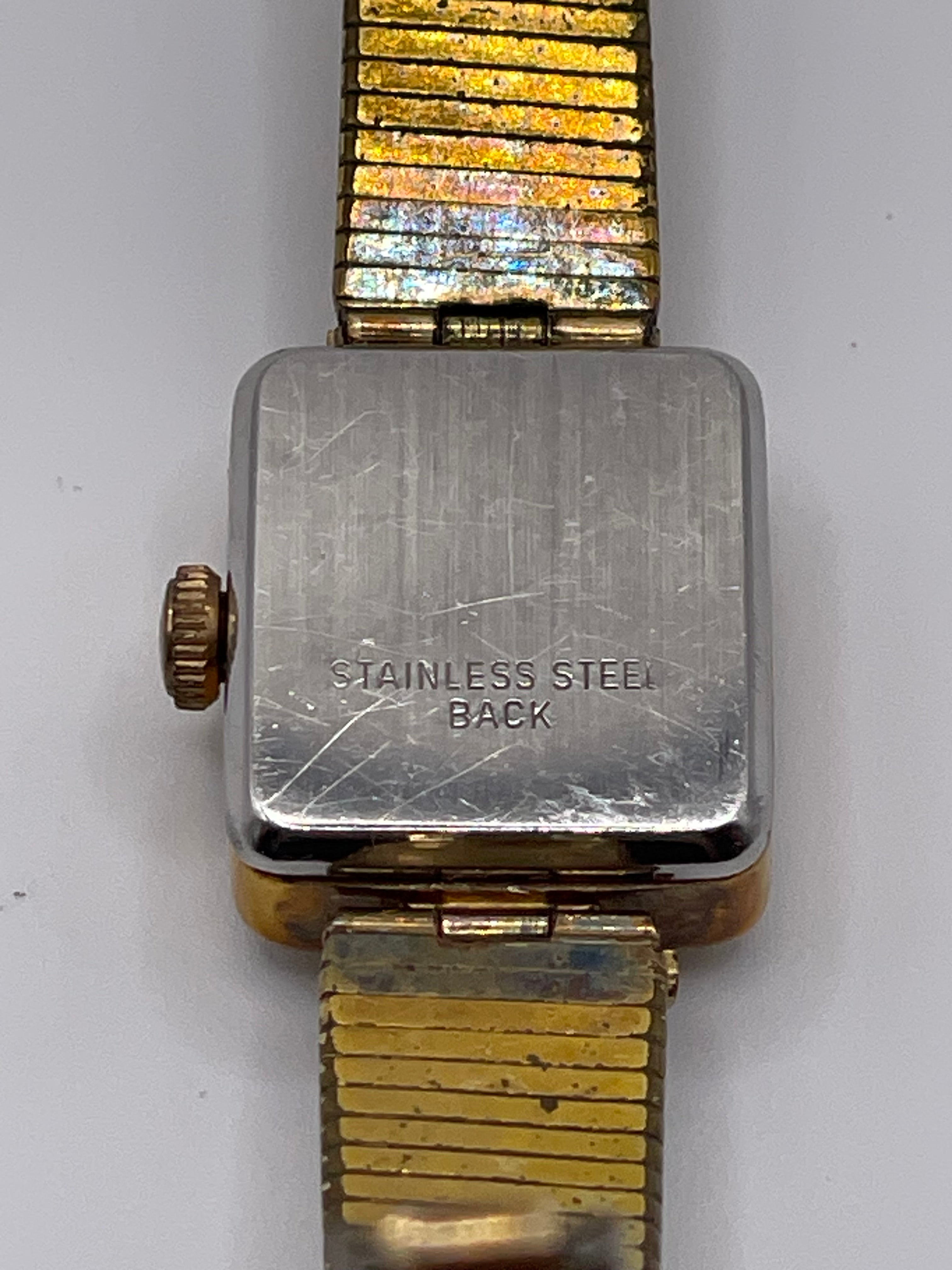 Vintage 1950s Provita Swiss Ladies Mechanical Watch – 17 Jewels Incabloc (Gold Tone, Rectangular) - Pre-Owned