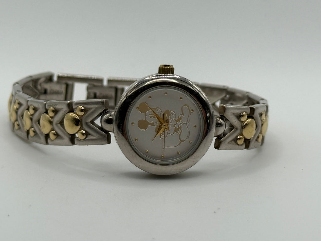1987 Time Works Timex Women’s Mickey Mouse Two-Tone Bracelet Watch - Pre-Owned