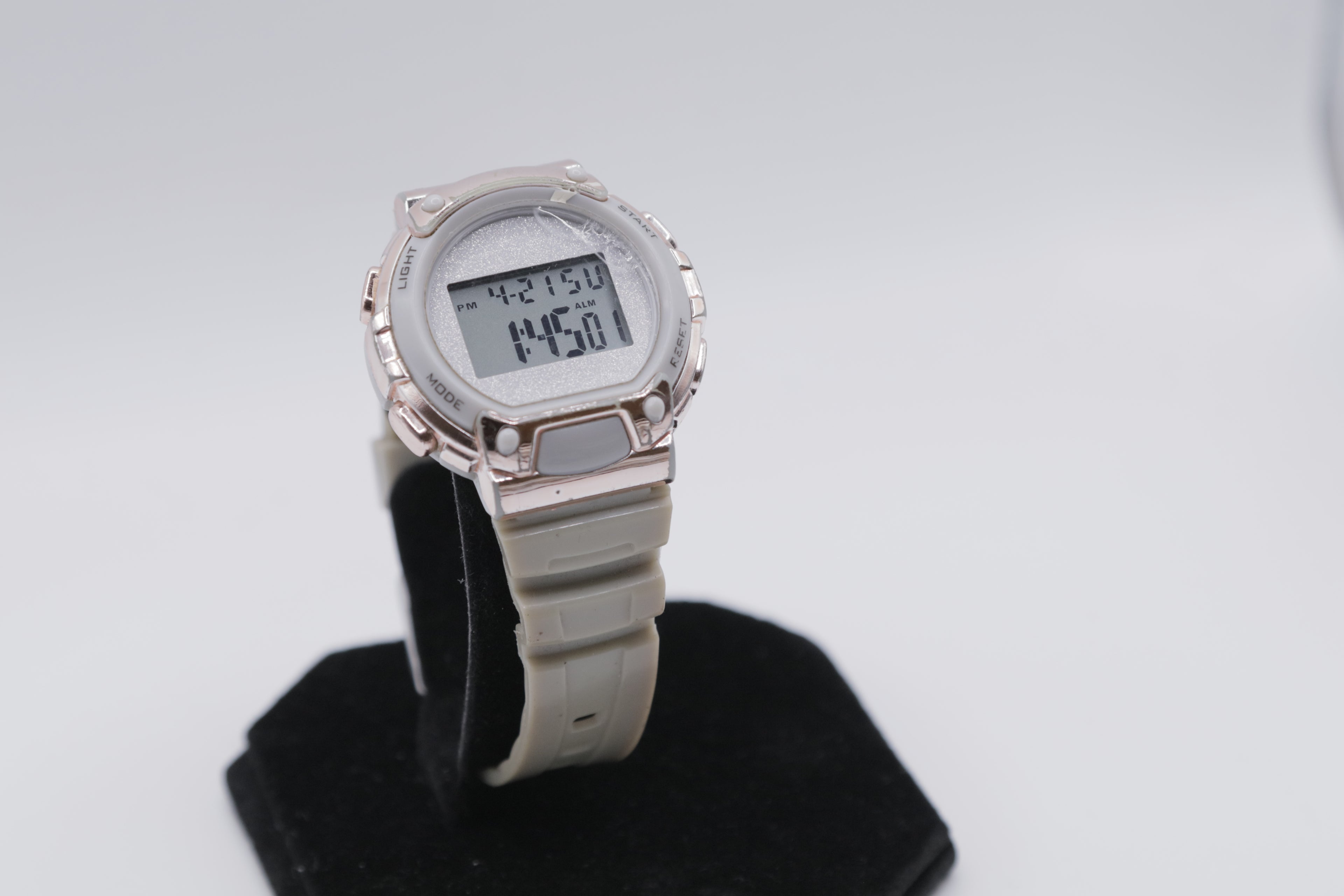 Women's Digital Sport Watch White Resin Strap Rose Gold Tone Case
