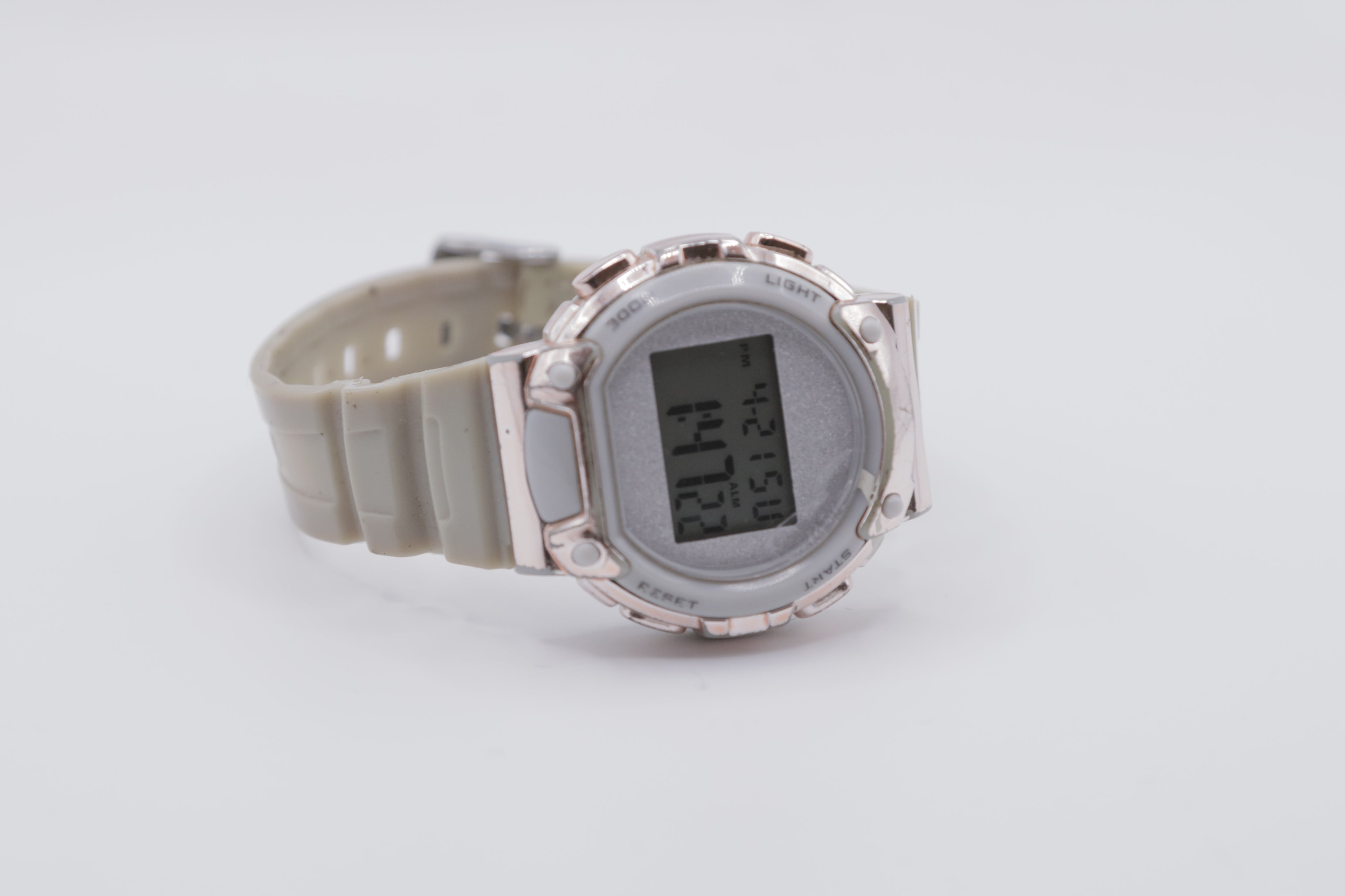 Women's Digital Sport Watch White Resin Strap Rose Gold Tone Case
