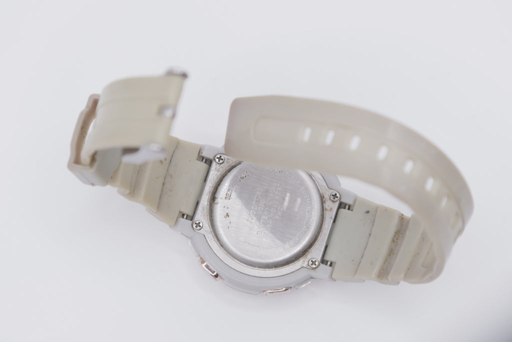 Women's Digital Sport Watch White Resin Strap Rose Gold Tone Case