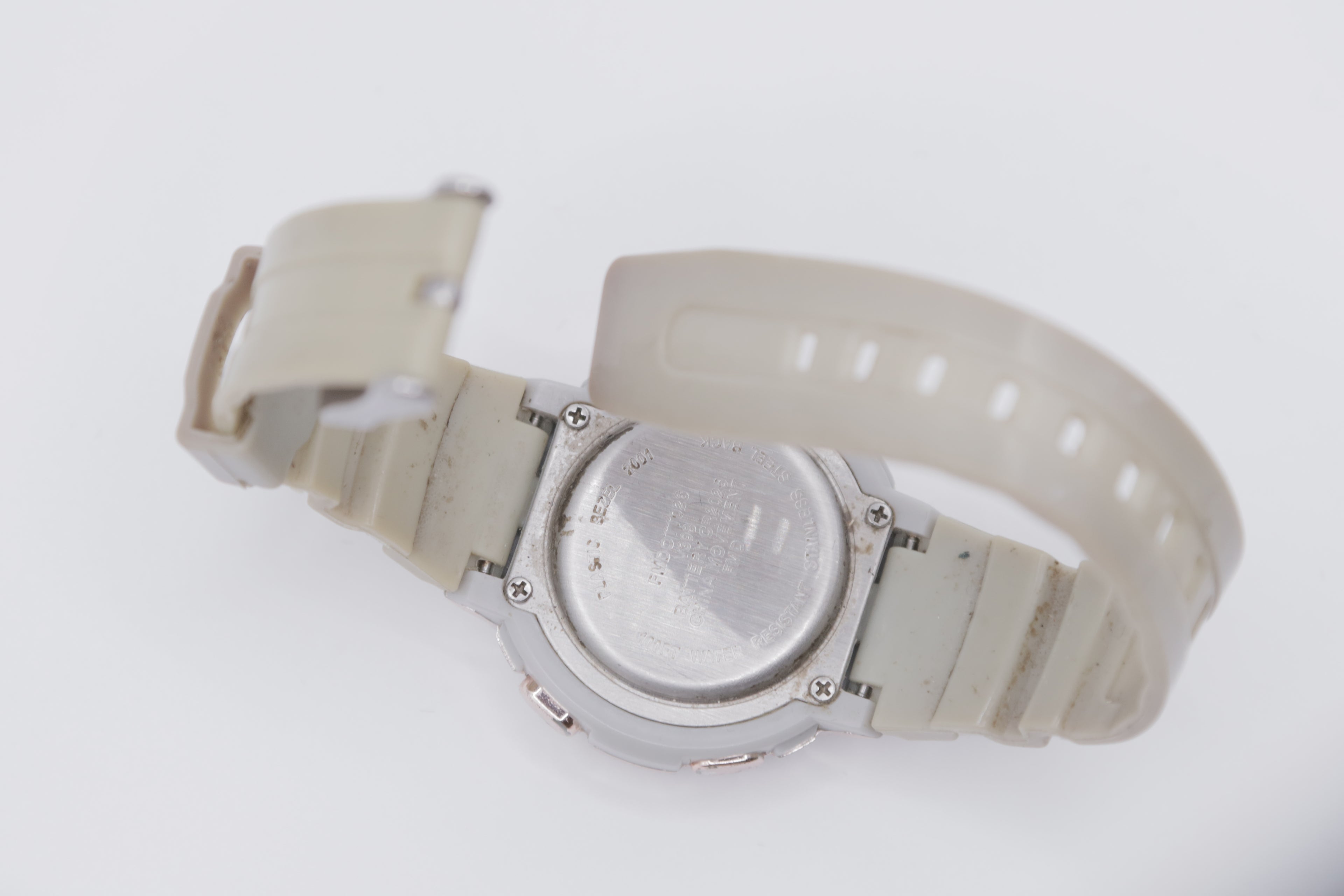 Women's Digital Sport Watch White Resin Strap Rose Gold Tone Case
