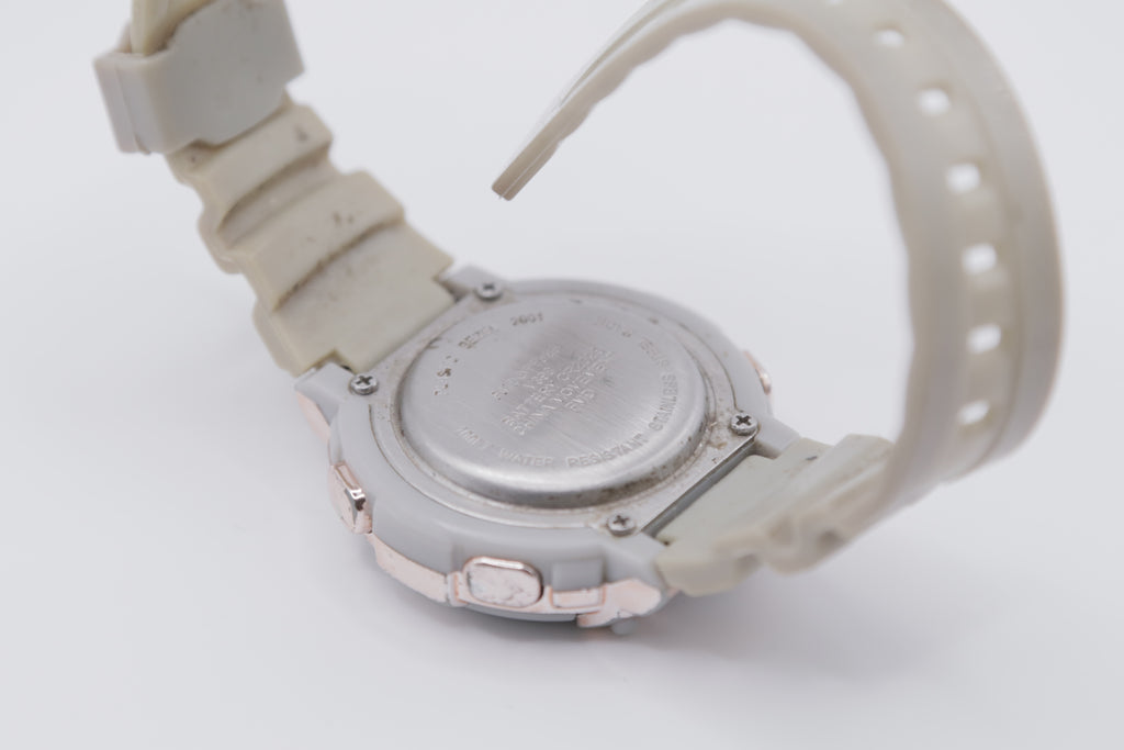Women's Digital Sport Watch White Resin Strap Rose Gold Tone Case