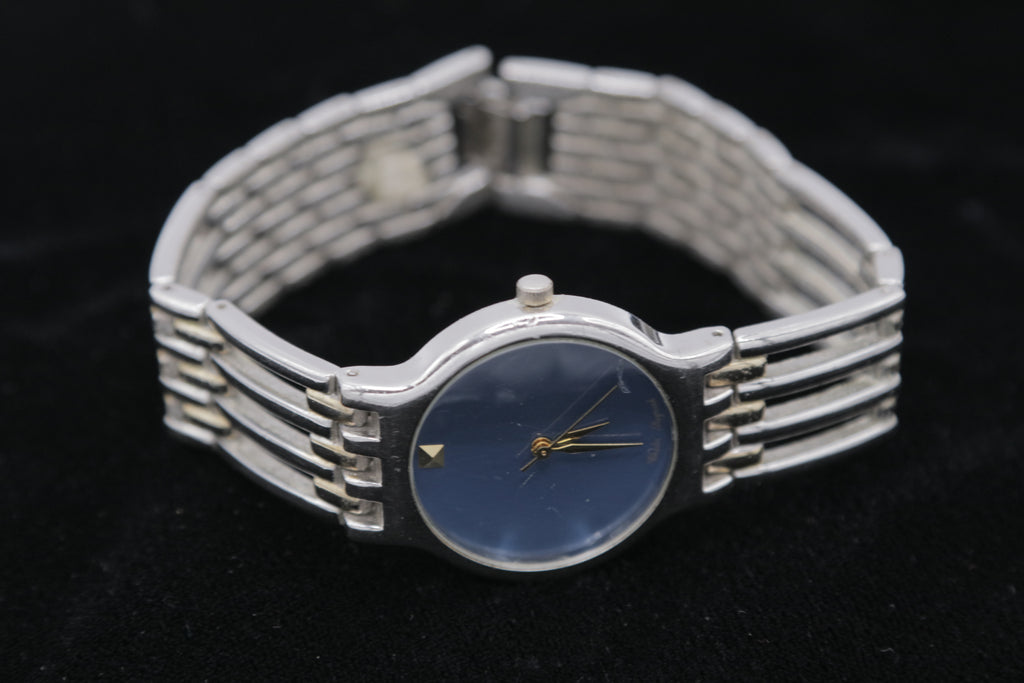 Vintage Charles Raymond Blue Dial Stainless Steel Quartz Watch Women's Dress Watch