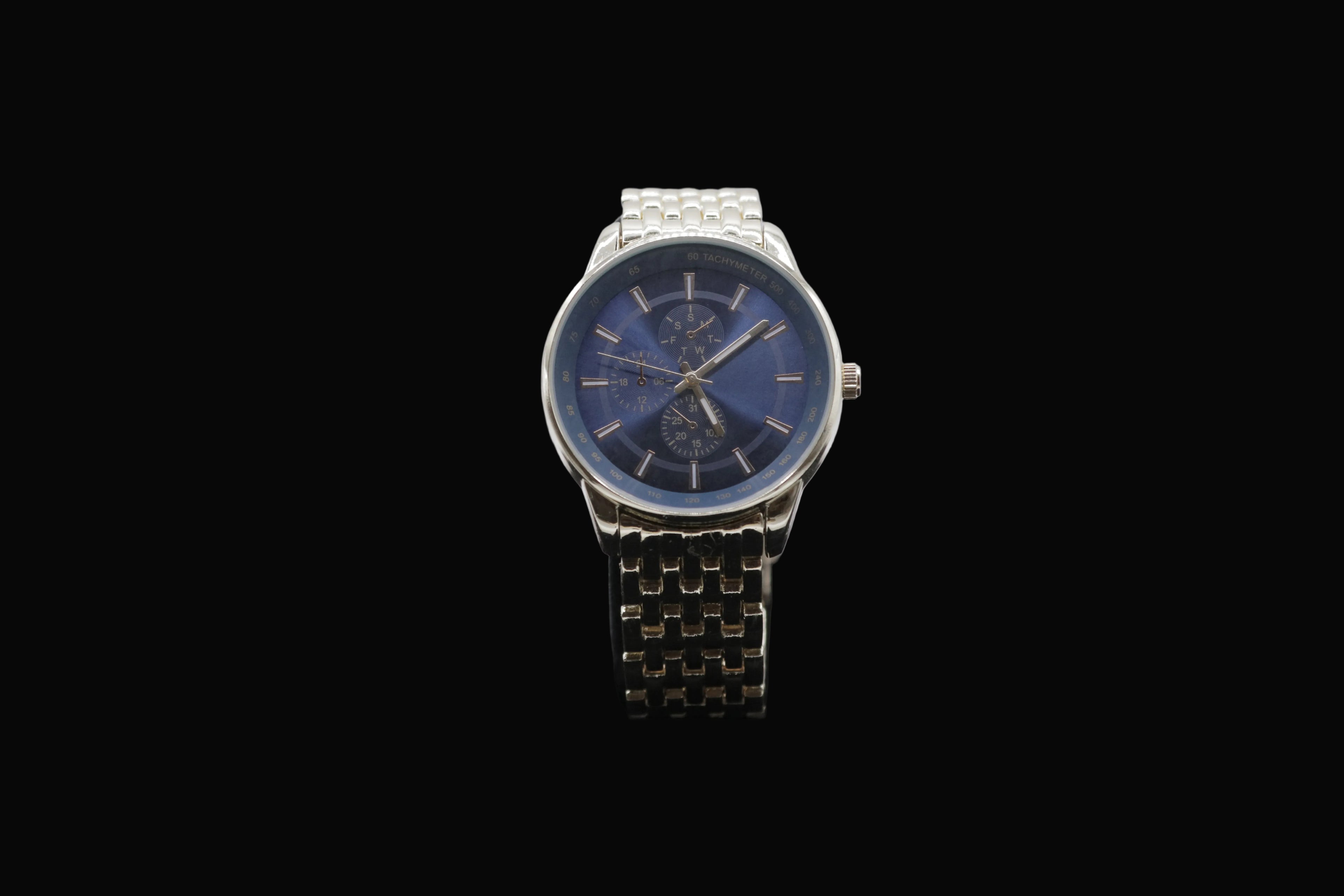 Men’s Gold-Tone Chronograph Style Watch – Blue Sunburst Dial – Quartz Movement - Pre-Owned