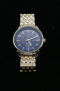 Silver-Tone Chronograph Watch with Blue Dial – Stainless Steel Bracelet