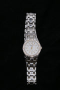 Precision By Gruen Women's Silver-Tone Crystal Bezel Quartz Watch – White Dial Bracelet Watch