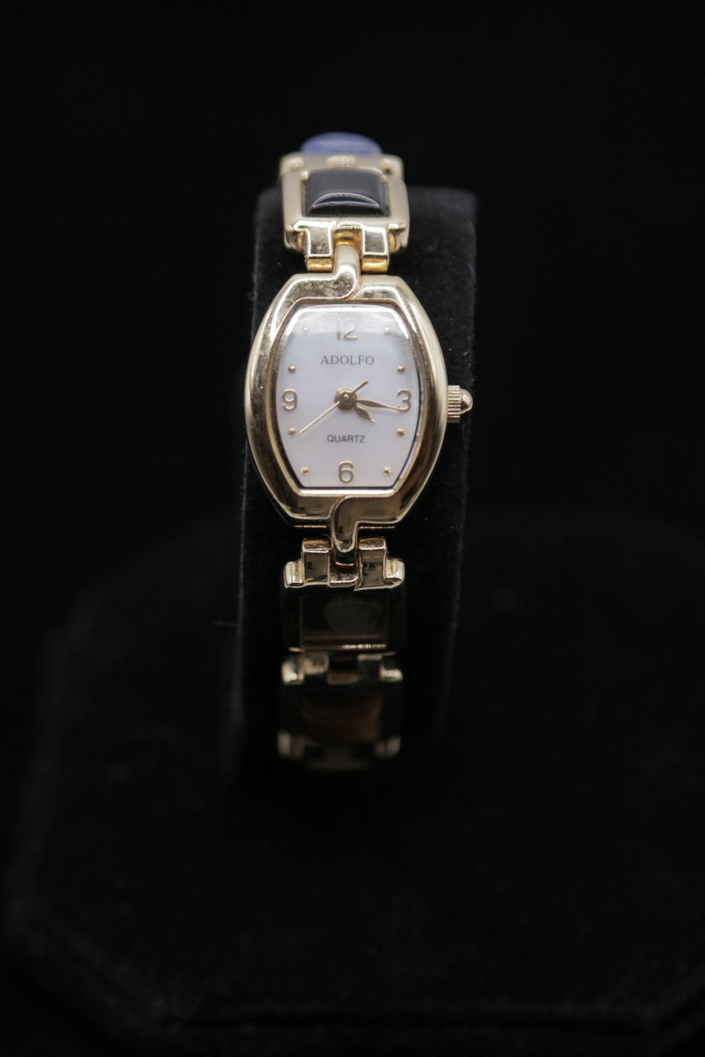 Adolfo Women's Quartz Bracelet Watch – Gold Tone with Decorative Stone Link Bracelet