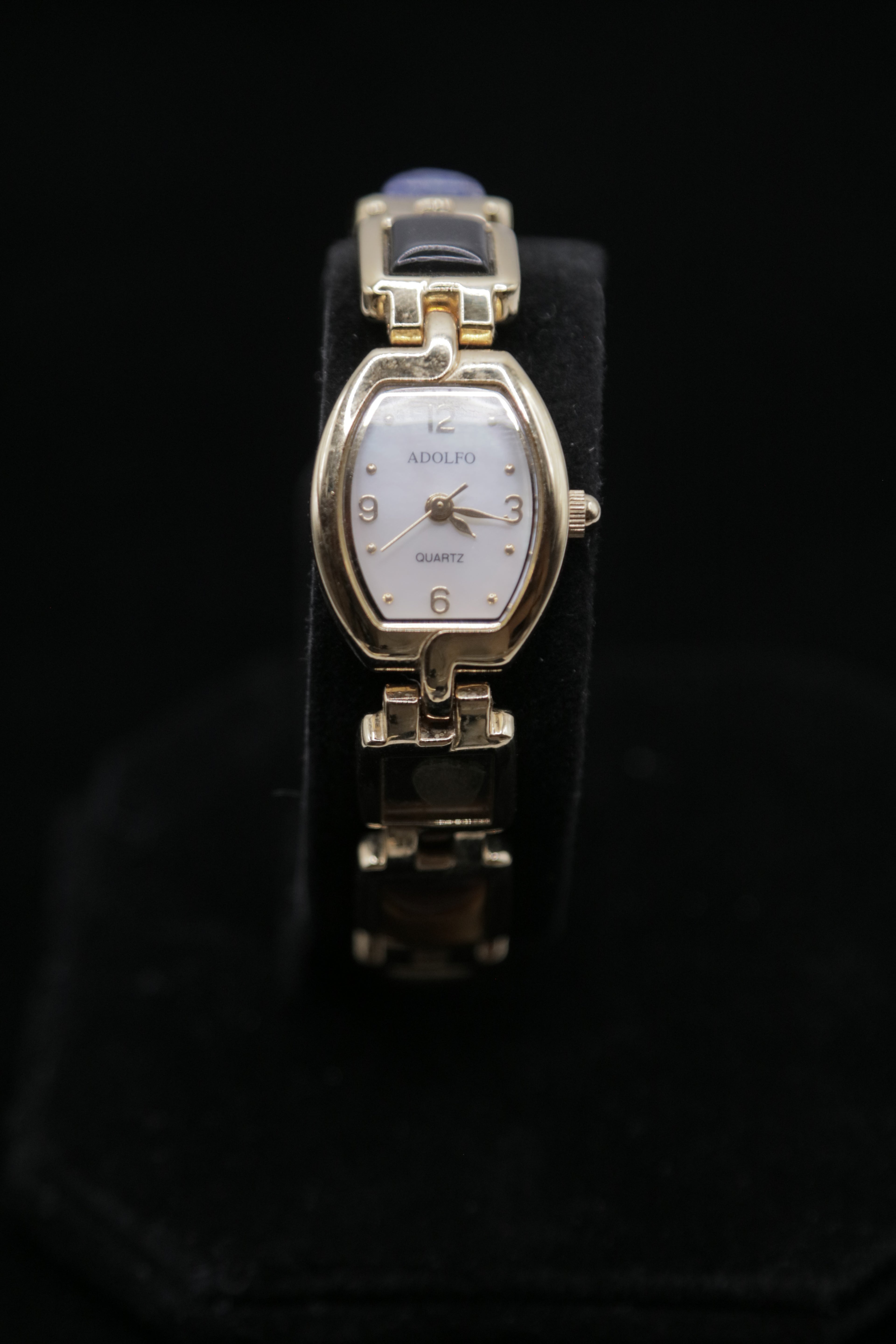 Adolfo Women's Quartz Bracelet Watch – Gold Tone with Decorative Stone Link Bracelet