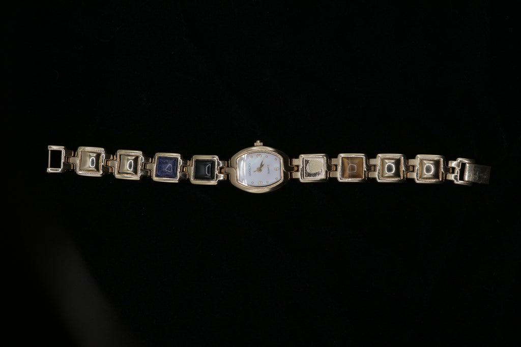 Adolfo Women's Quartz Bracelet Watch – Gold Tone with Decorative Stone Link Bracelet