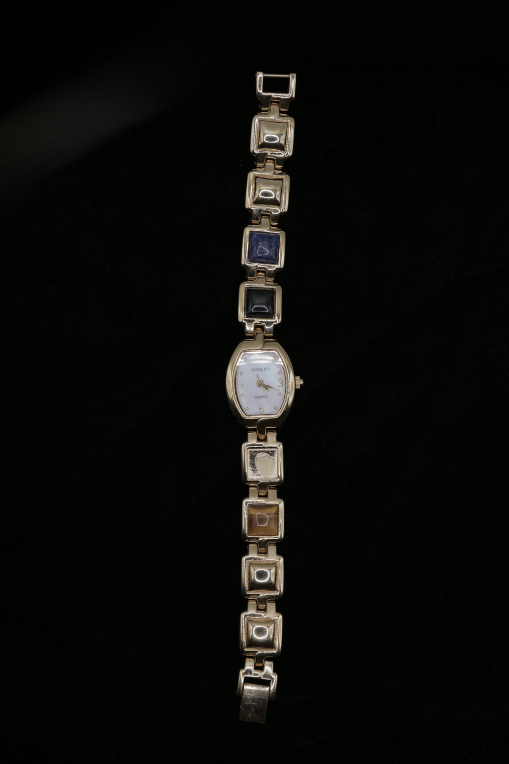 Adolfo Women's Quartz Bracelet Watch – Gold Tone with Decorative Stone Link Bracelet