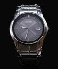 Citizen Eco-Drive Stainless Steel Black Dial Date Watch - 2000’s-2010’s - Pre-Owned