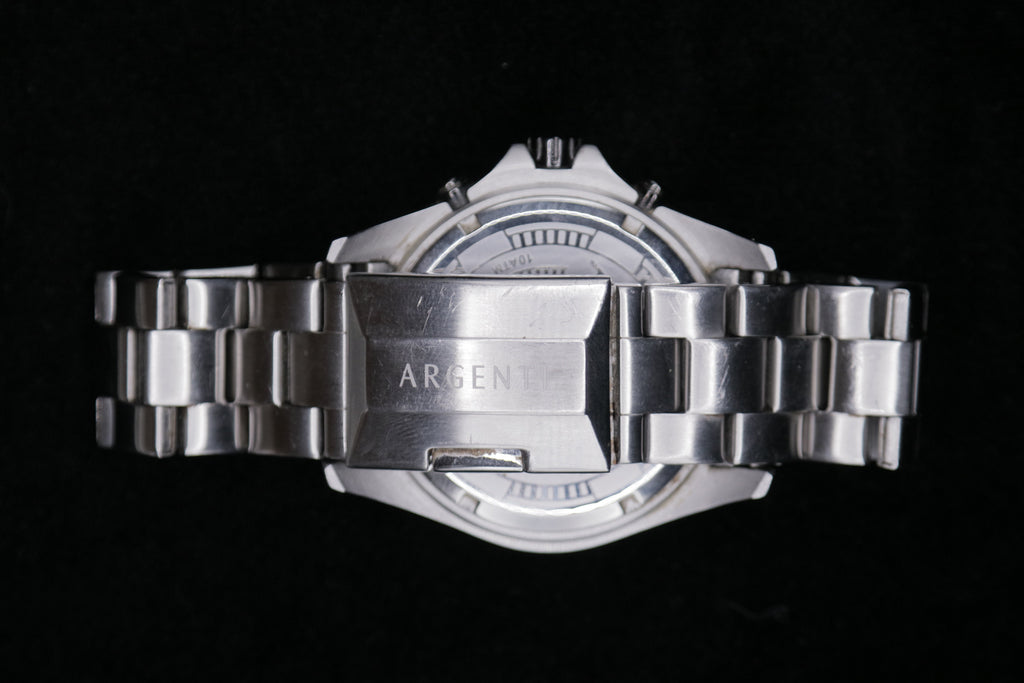 Argenti 2010s Men’s Stainless Steel Chronograph Watch – Black Dial, Tachymeter, Water Resistant - Pre-Owned