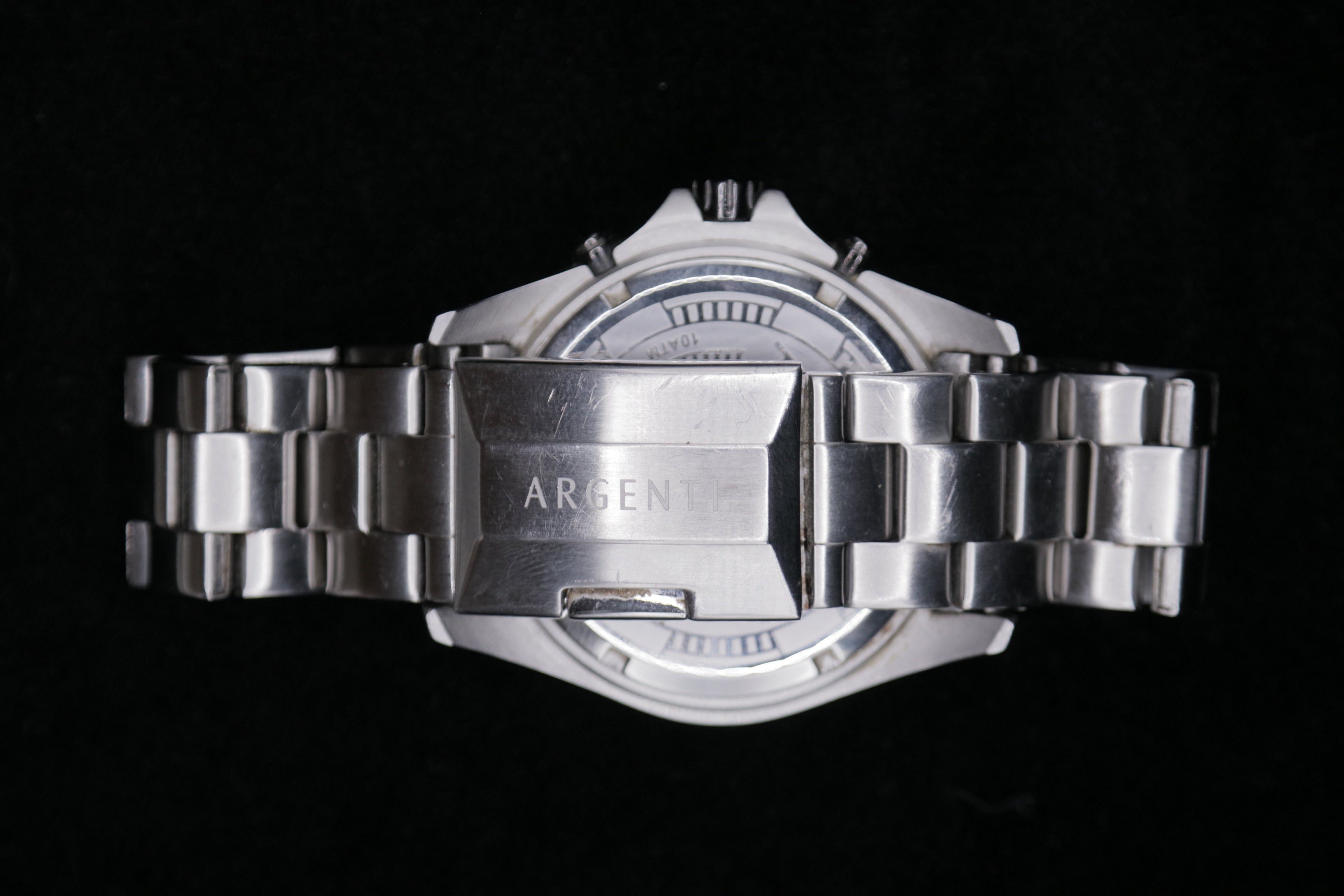 Argenti 2010s Men’s Stainless Steel Chronograph Watch – Black Dial, Tachymeter, Water Resistant - Pre-Owned