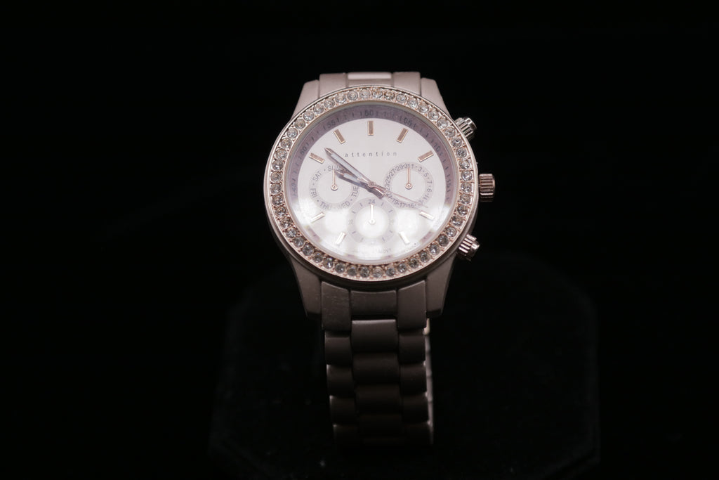 Like New Attention Brand Rose-Gold Crystal Accent Women’s Fashion Watch