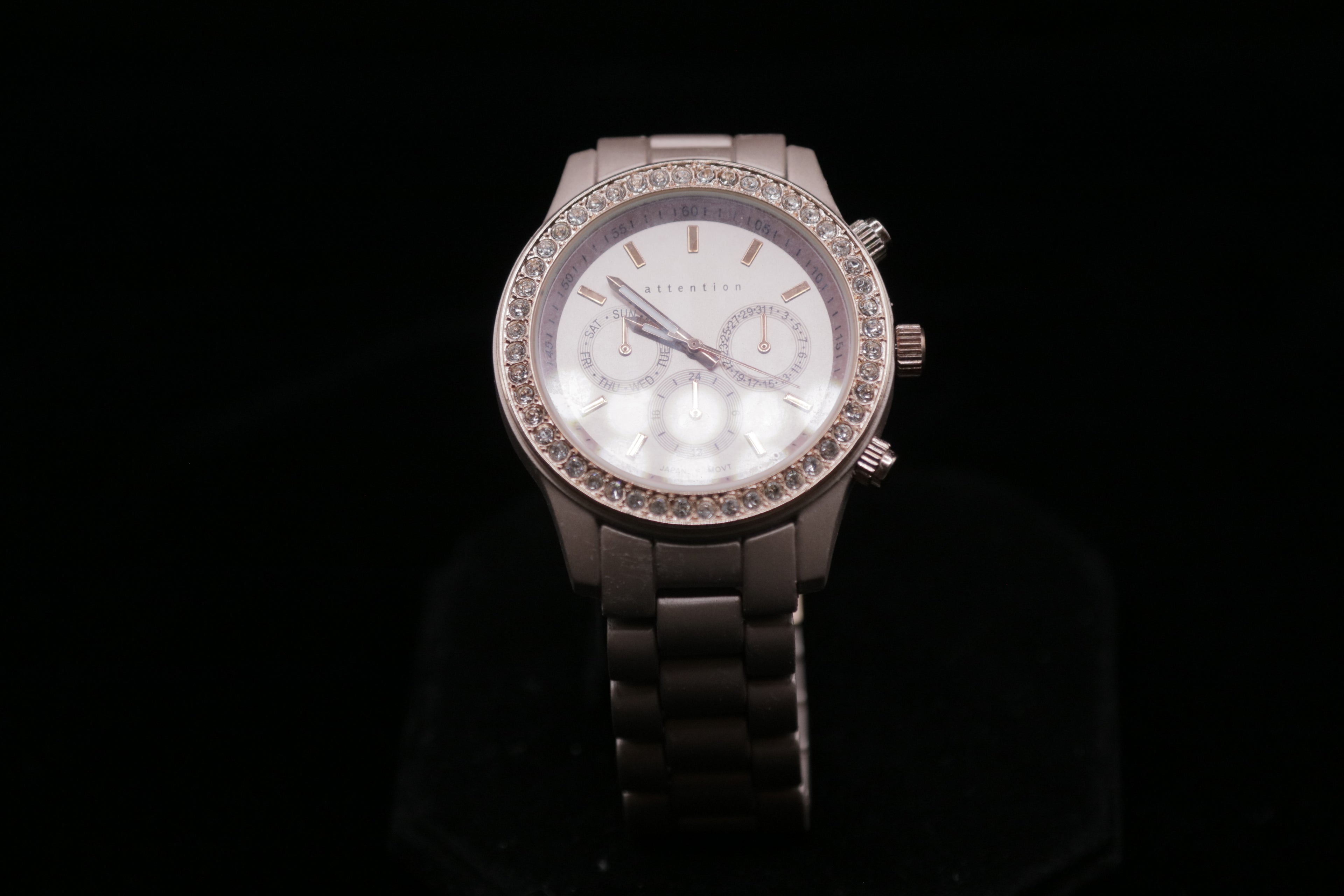 Like New Attention Brand Rose-Gold Crystal Accent Women’s Fashion Watch