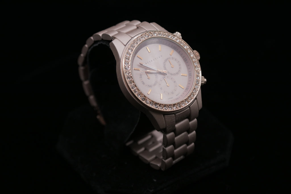 Like New Attention Brand Rose-Gold Crystal Accent Women’s Fashion Watch