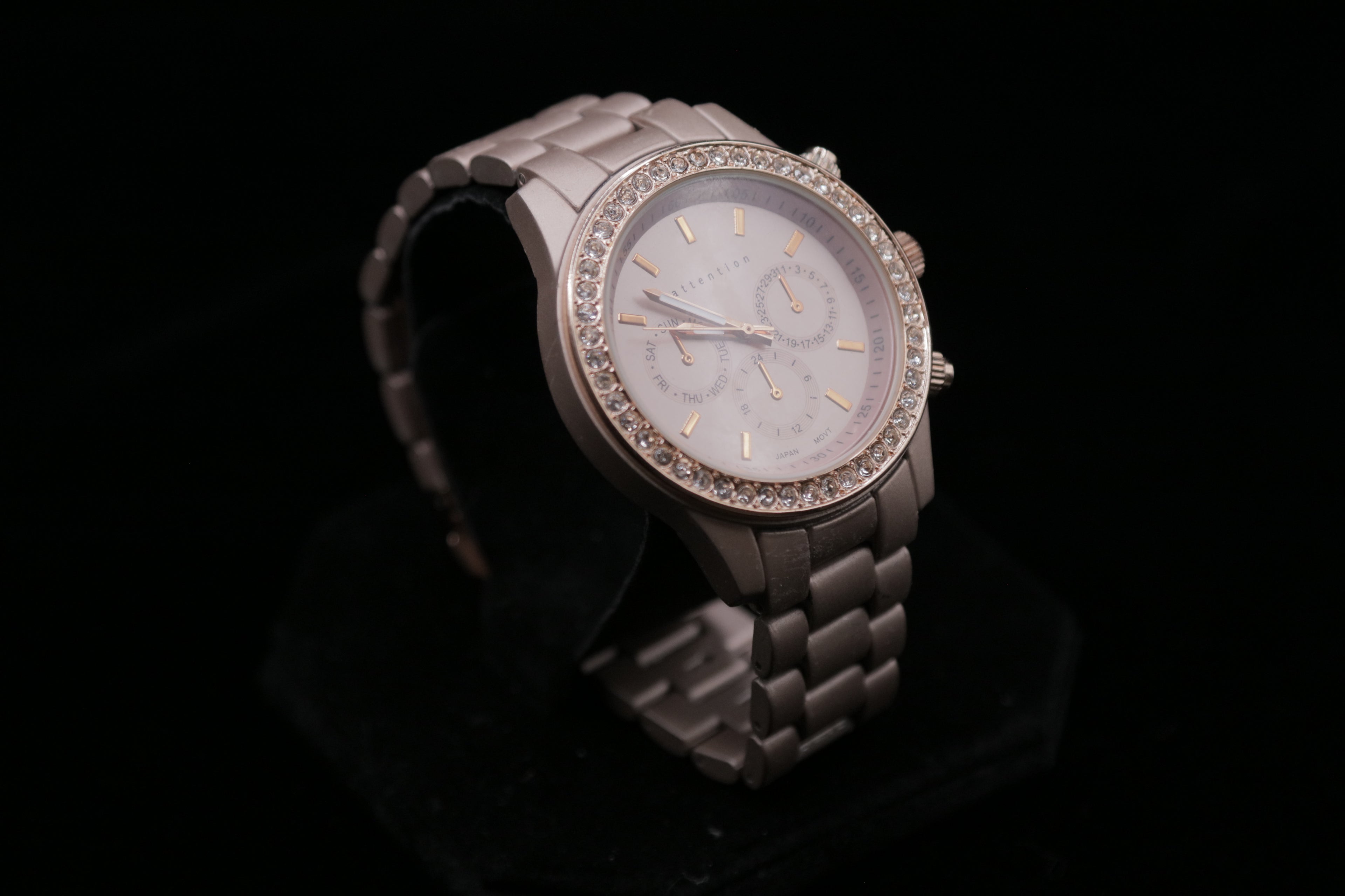 Like New Attention Brand Rose-Gold Crystal Accent Women’s Fashion Watch