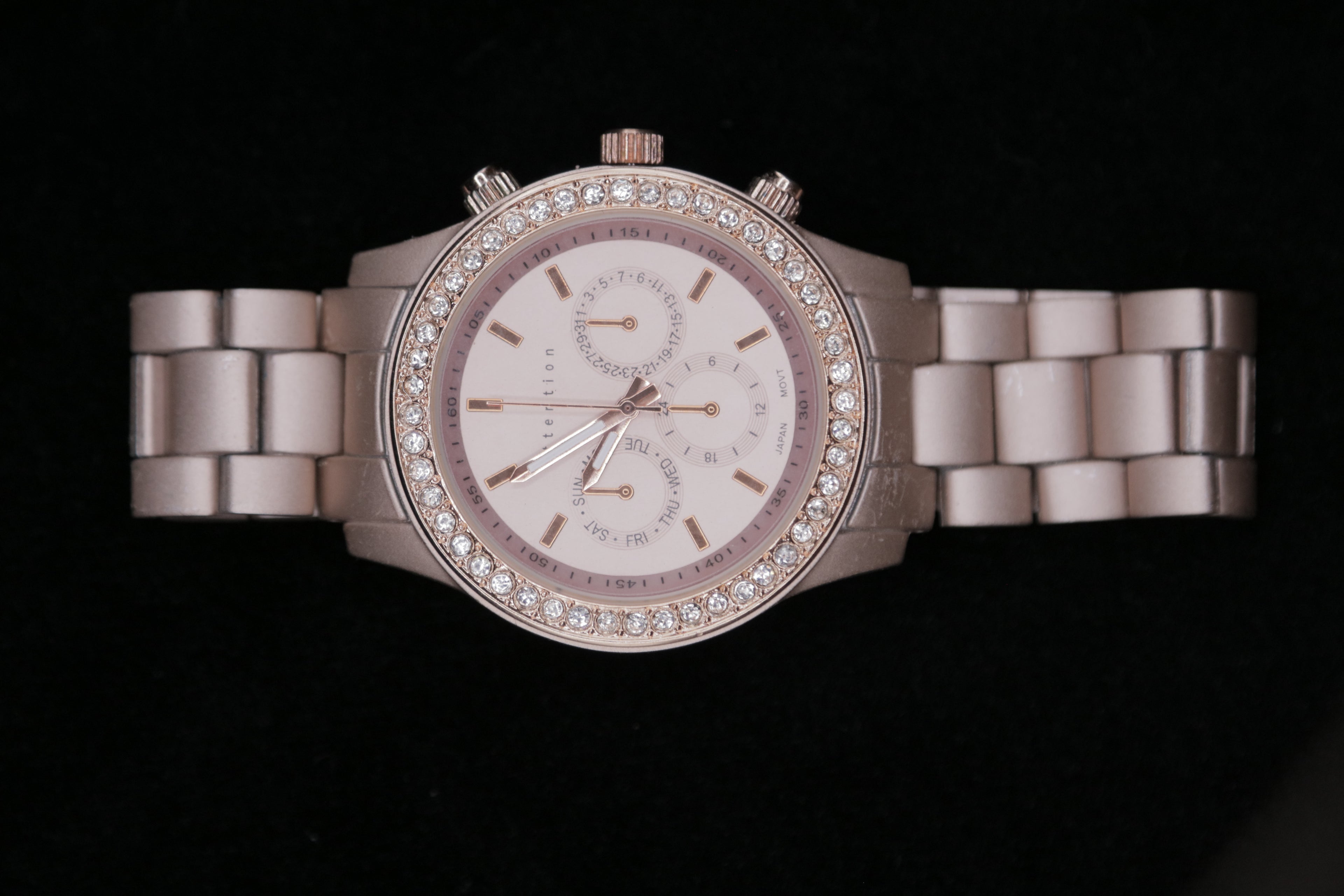 Like New Attention Brand Rose-Gold Crystal Accent Women’s Fashion Watch